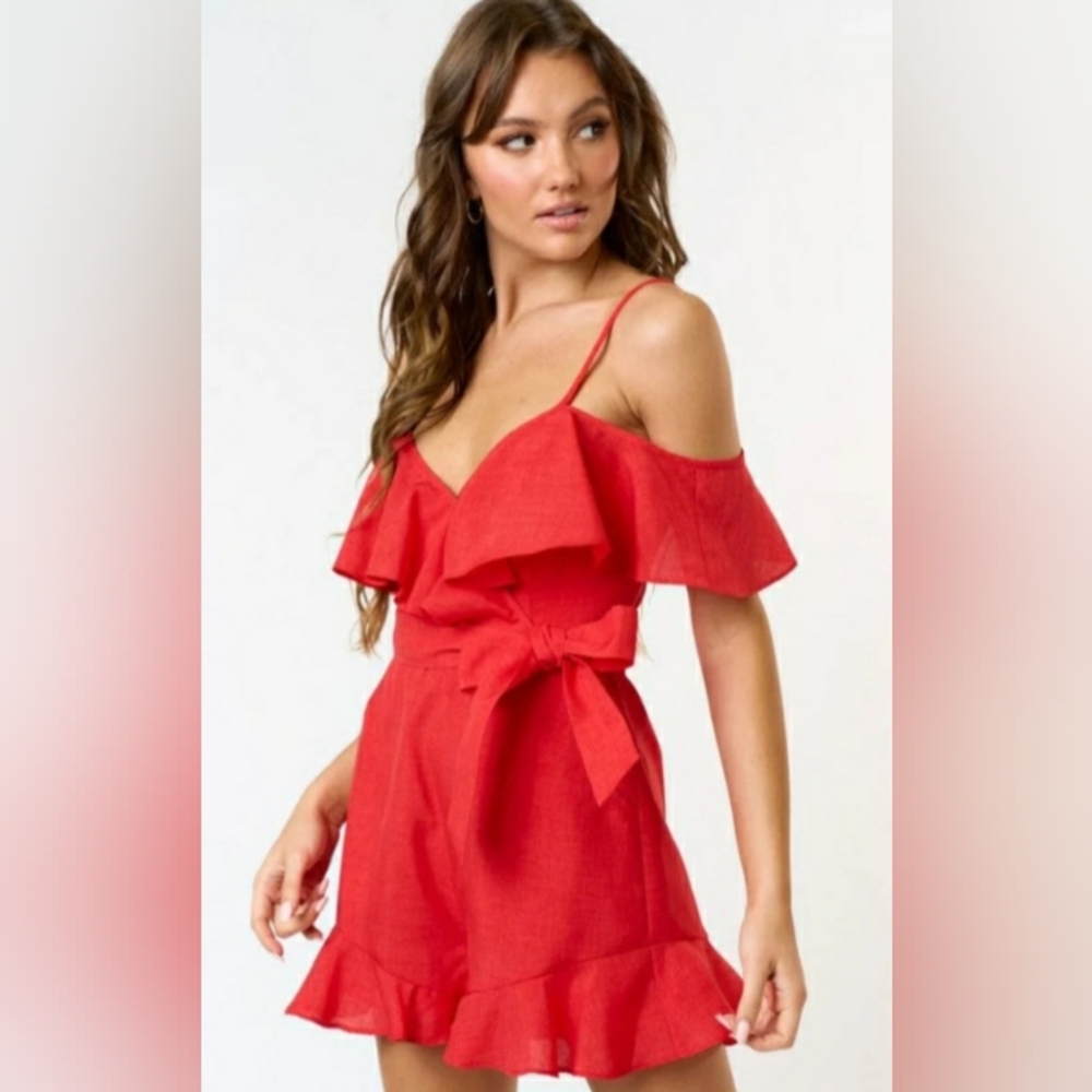 Charlotte Russe Red Ruffle Romper